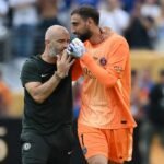 Enzo Maresca and Paris Saint-Germain's Gianluigi Donnarumma talk after the FIFA Club World Cup 2025 final