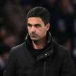 Arsenal boss Mikel Arteta looks stern during a match