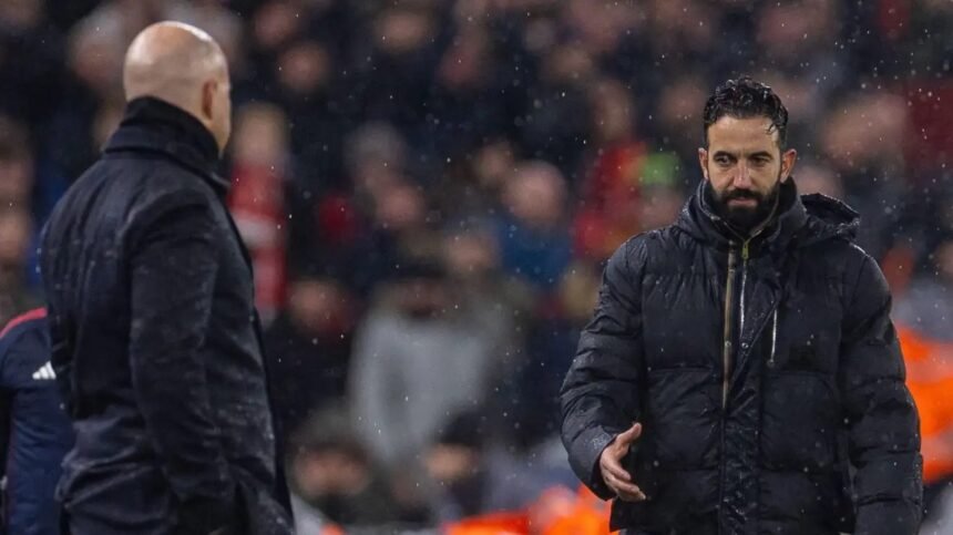 Ruben Amorim and Arne Slot on the touchline.