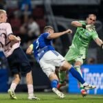 Daniel Tristan Gudjohnsen (left) netted the opener for MFF