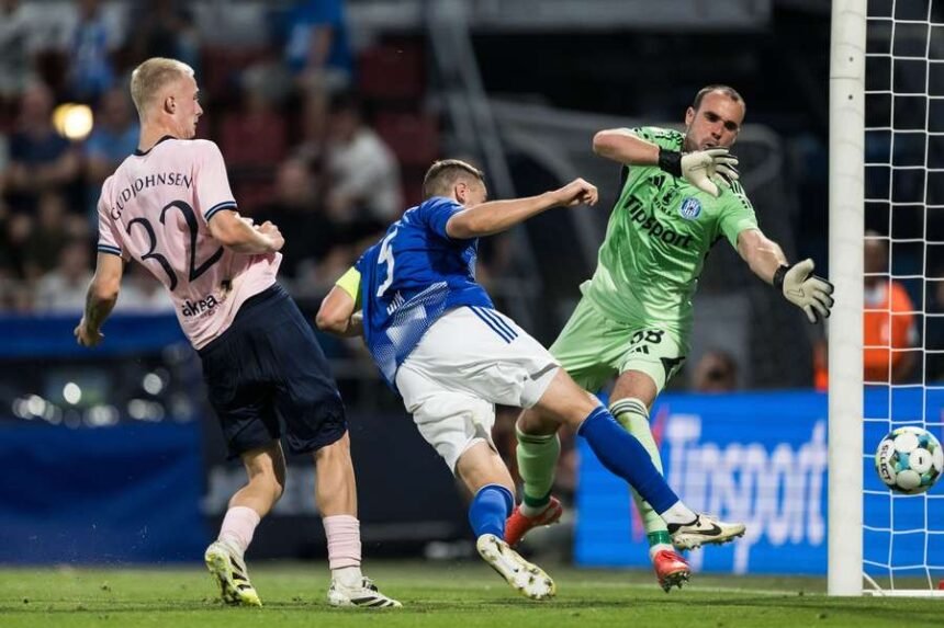Daniel Tristan Gudjohnsen (left) netted the opener for MFF