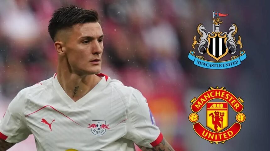 Benjamin Sesko has been linked with Man Utd and Newcastle.