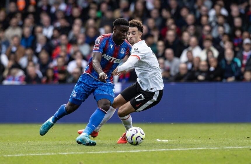 Crystal Palace captain Marc Guehi in a match vs Liverpool