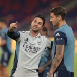 Arsenal manager Mikel Arteta and Jakub Kiwior