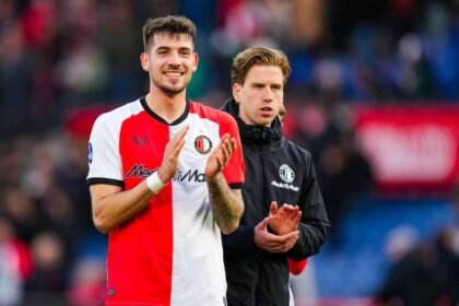 Jakub Moder (L) and Gijs Smal will miss Feyenoord's Champions League clash against Fenerbahce