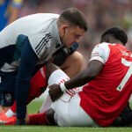 Bukayo Saka picked up a hamstring injury against Leeds United on Saturday.