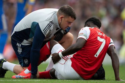 Bukayo Saka picked up a hamstring injury against Leeds United on Saturday.