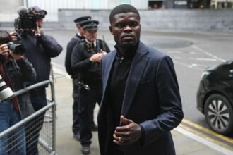 Former Arsenal midfielder Thomas Partey arrives at Southwark Crown Court in London
