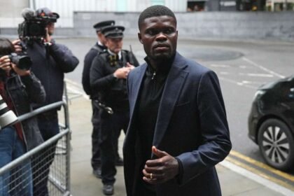 Former Arsenal midfielder Thomas Partey arrives at Southwark Crown Court in London