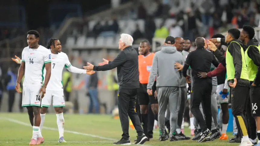 Hugo Broos slams ‘handball’ in Calvin Bassey’s equaliser as Bafana Bafana draw with Nigeria in World Cup qualifier