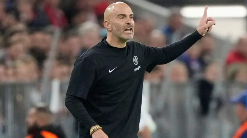 Chelsea head coach Enzo Maresca gestures during a match
