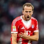 Bayern striker Harry Kane celebrates his goal