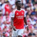 Bukayo Saka in action for Arsenal.