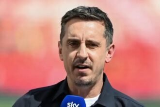 Gary Neville during his role as a Sky Sports commentator.