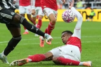 The ball struck Gabriel's arm, but should it have been a penalty for Newcastle?