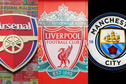 Liverpool (middle) are the favorites to win the Premier League title over Arsenal and Manchester City.