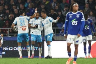 Marseille claimed a vital late win at Strasbourg