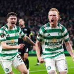 Celtic's Liam Scales celebrates scoring their side's first goal