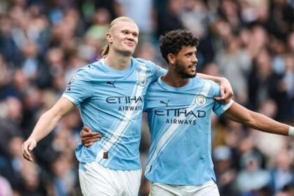Erling Haaland celebrates another goal for Manchester City