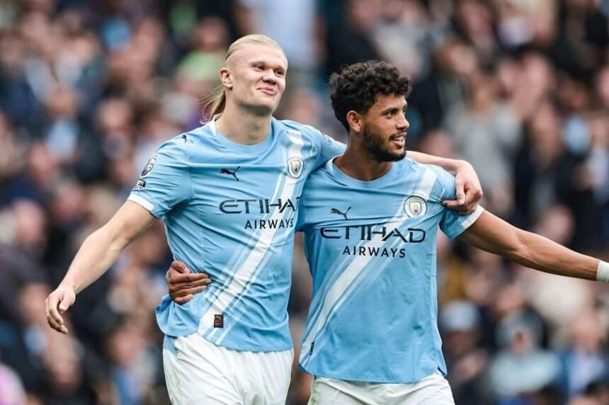 Erling Haaland celebrates another goal for Manchester City