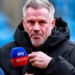 Jamie Carragher on punditry duty for Sky Sports.