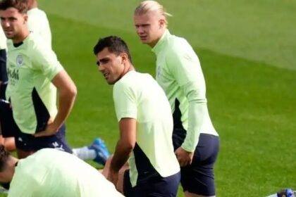 Manchester City duo Rodri and Erling Haaland.