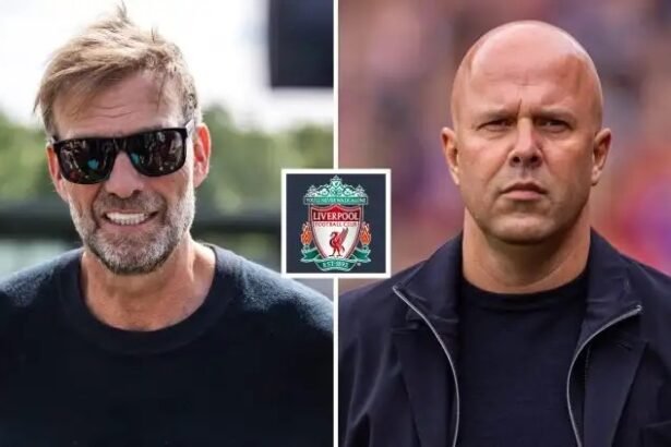 Jurgen Klopp and Liverpool boss Arne Slot.