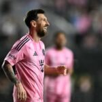 Lionel Messi celebrates after Inter Miami goal against Nashville in MLS Cup