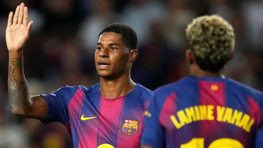 Marcus Rashford shines as Barcelona destroy Olympiacos in Champions League masterclass