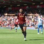 Semenyo celebrates goal vs Brighton