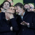 Sir Jim Ratcliffe and Avram Glazer watch the Europa League final.