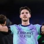 Declan Rice in action for Arsenal.