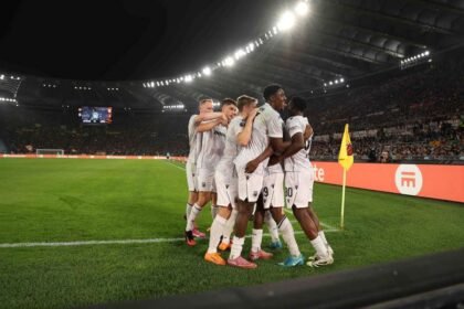 Viktoria Plzen celebrate against Roma
