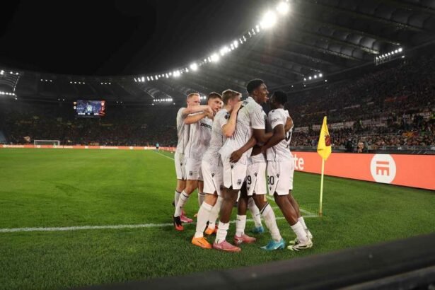 Viktoria Plzen celebrate against Roma